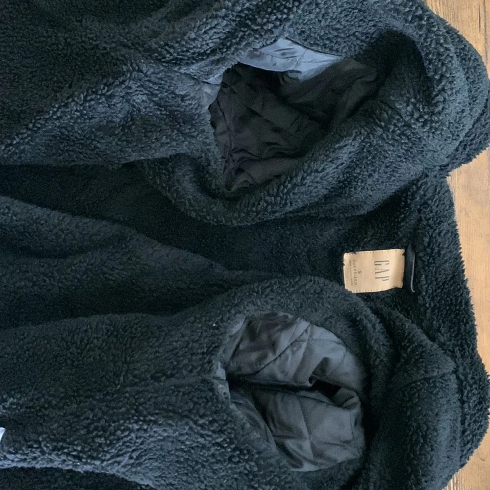 Gap oversized black denim Sherpa jacket size Small - Picture 6 of 11
